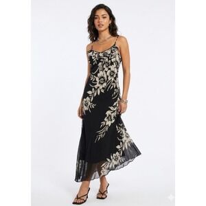 Vintage Paradise NY Floral Maxi Dress Medium Festival Romantic Evening Y2K